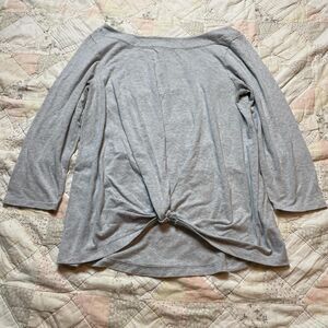 lilly pulitzer grey maci front knot minimalistic preppy top size large